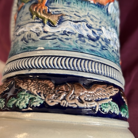 Vintage Beautiful Thewalt Beer Stein made in Germany with Bald Eagles theme. - Picture 9 of 12